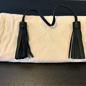 Black leather tassels